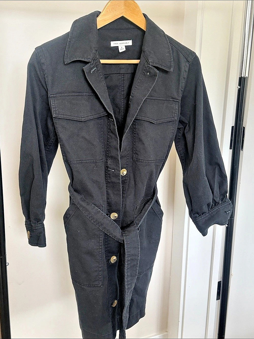 Black Denim Utility Midi Dress Size Small